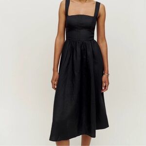 Reformation Tagliatelle Linen Dress Black NWOT
